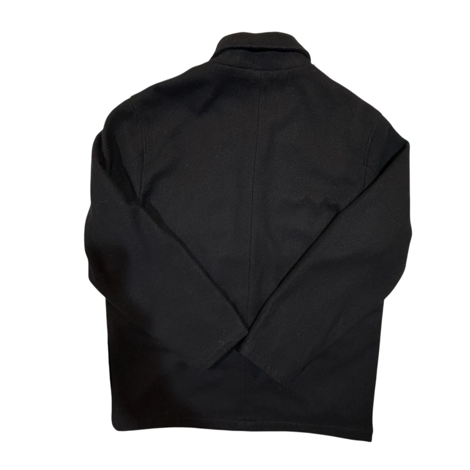 Pierre Cardin, Abrigo Vintage de Mezcla de Lana para Hombre, Negro con Forro a Rayas, Talla L Foto 3 de 4