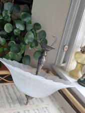 Vintage Pendant Light Fixture Frosted Glass Shade Art Deco Style Untested 