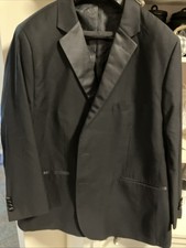 52R Blacktie 2-Button Black Notch Wool Blend Modern Fit Tuxedo Jacket Suit