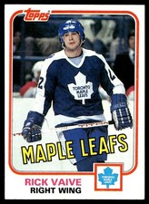 1981-82 Topps Hockey Card Rick Vaive Toronto Maple Leafs #44 NM
