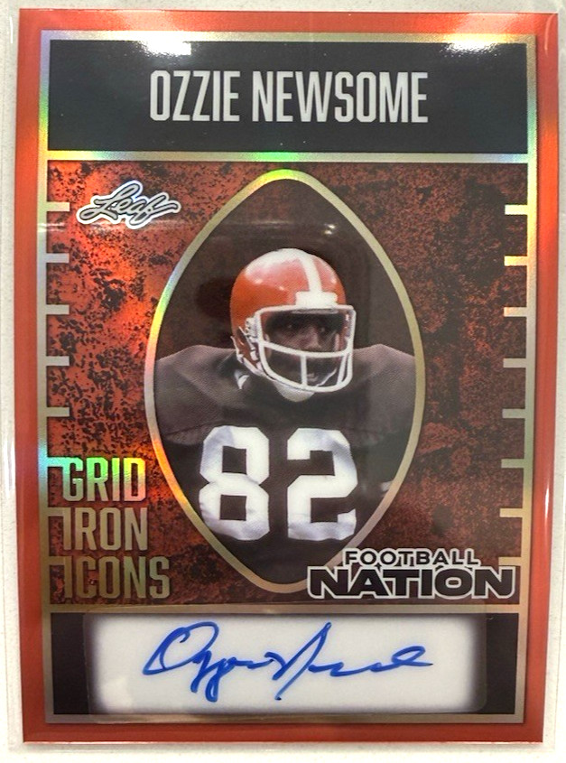 2025 Leaf Football Nation Gridiron Icons Red Prismatic Auto 1/1 Ozzie Newsome