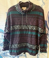 Vtg 90s J. Macinally's Brushed Fleece Pullover 2x Aztec Southwestern Mockneck