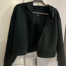 A New Day Ladies Green Cropped Zip Up Jacket Size L