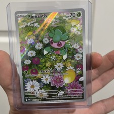 Carta Pokemon Holo Fomantis 085/084 illustrazione rara pece nera quasi nuova