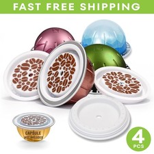 4 Pcs Reusable Silicone Lids for Nespresso Vertuo Pods Food Grade Coffee Capsule