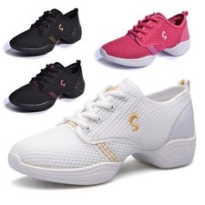 WOMENS TRAINERS JAZZ HIP HOP DANCE SNEAKERS LADIES MESH SPLIT SOLE DANCING SHOES