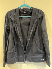 FILA Sport Women's Gray Hooded Fleece Track Jacket Full Zip Size L