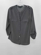 Pre-Owned Adrienne Vittadini Black Size Small Stripe Button Down