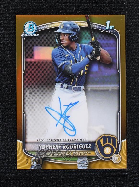2025 Bowman Chrome Prospect Gold Refractor /50 Yophery Rodriguez #CPA-YR Auto