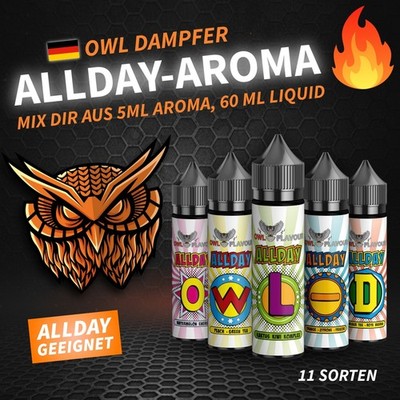 OWL Allday Longfills | E-Liquid Aroma Konzentrat | Verschiedene Sorten | NEU