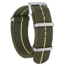 22mm Waterproof Elastic Nylon Watch Strap, Green/Yellow for Unisex