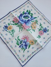 Vintage Ladies Hankie Blue Floral