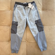 ZARA Boys Cargo Pants Gray Cotton Blend Drawstring Pockets Size 11-12
