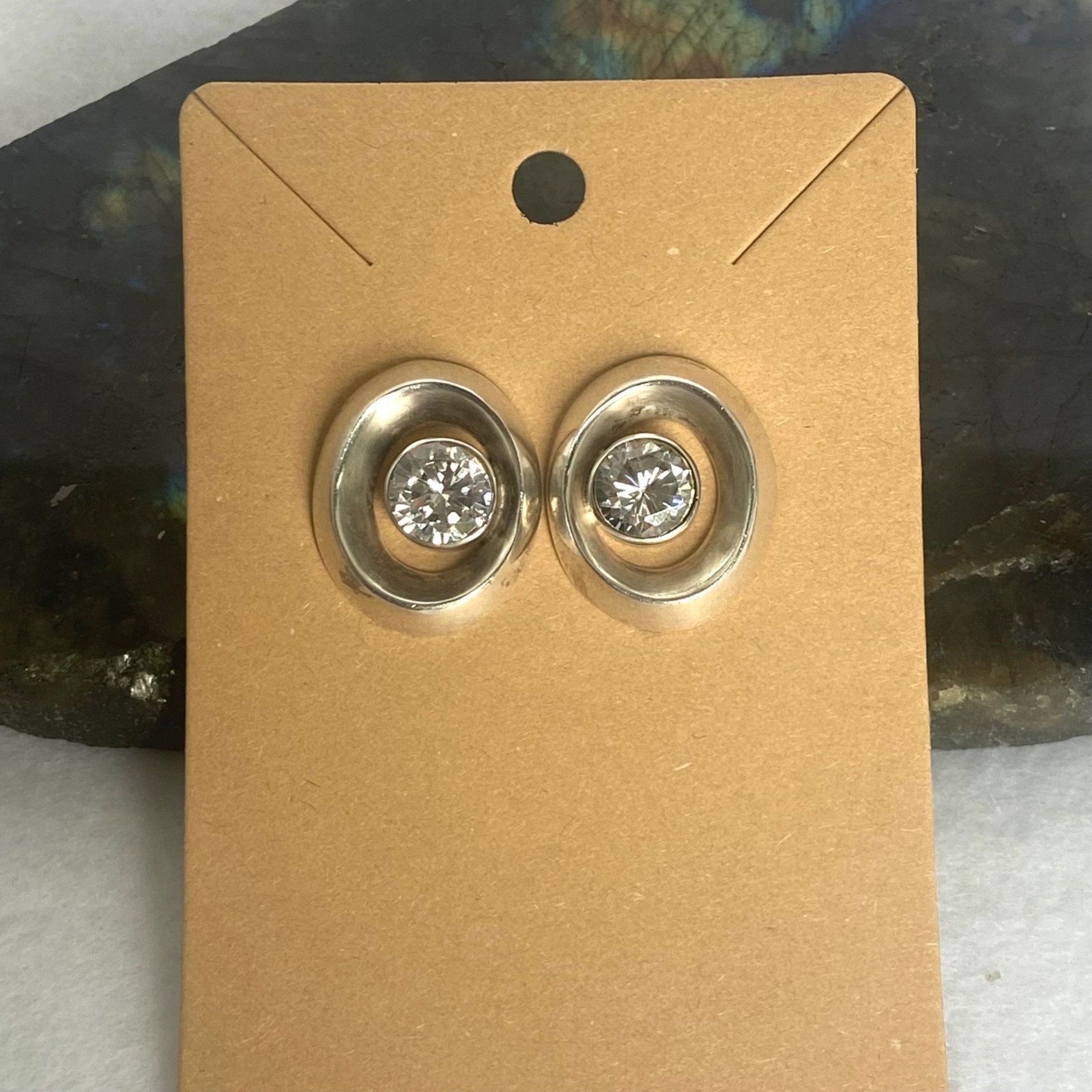 Solid Sterling Silver 925 Large Heavy Geometric O… - image 1