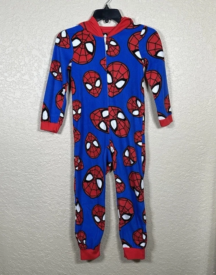 Marvel Spider-Man Pijama de una pieza Pijamas Disfraz Conjunto Niños Niños Talla S 6/7 Foto 3 de 4