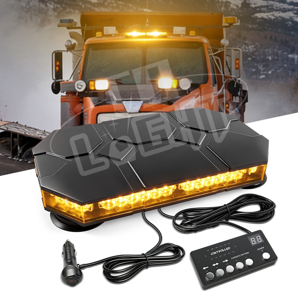 Amber LED Recovery Flashing Beacon Strobes Truck Warning Light Bar Switch Remote