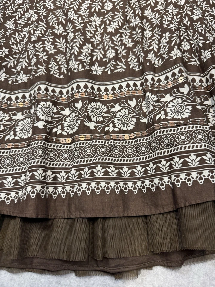 Falda para mujer Apt 9 4 marrón con capas floral boho multicapa Foto 3 de 4