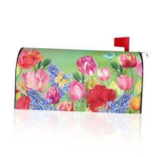 Spring Tulips and Lavender Mailbox Covers Standard Size 18x21in Tulips01