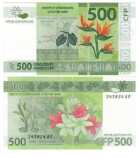French Pacific Territory 500 Francs (2015) - Island Flowers, p-5b UNC