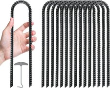 12 Pack Trampoline Stakes Anchors High Wind, 12 Inch Ground Anchors Heavy Dut...