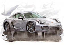 Porsche Cayman Mini Mounted Studio Print