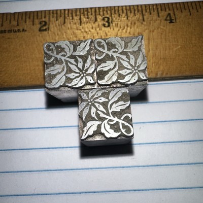 3 Print Blocks   Beautiful Flowers   Nice Image & Lines! Lead Face