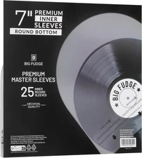 Premium 7-Inch Round Bottom Inner Vinyl Sleeves - Anti Static Rice Paper - 25pcs
