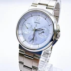 Seiko Lukia Mens DayDate Quartz Watch Silver Dial Wristwatch Vintage Japan