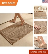 Boho Herringbone Waffle Bath Mat - Super Absorbent Non-Slip  Washable, 20"x30"