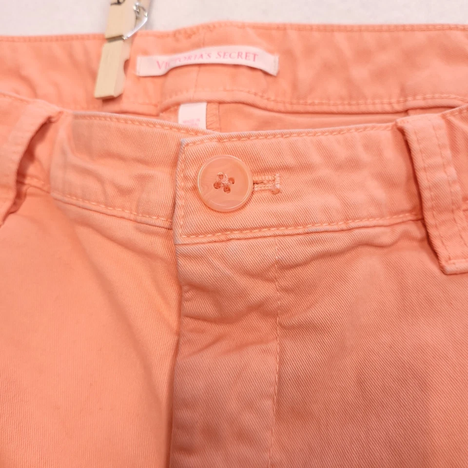 Pantalones Cortos Chinos Victoria's Secret Botón Cremallera Lavado Claro Mujer Talla 4 Naranja Foto 4 de 4