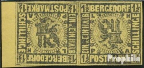 Briefmarken Bergedorf 1887 Mi 3ND K Kehrdruckpaar Neu- bzw. Nachdruck postfrisch - Bild 1 von 1