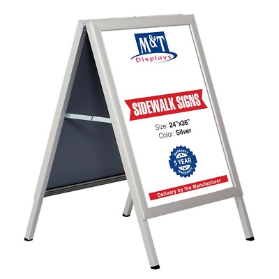 Sandwich Board 24x36 Inches Slide-in A Frame Double Sided Aluminum Silver