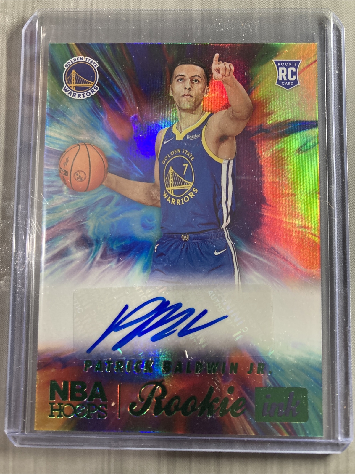 2022-23 NBA Hoops Patrick Baldwin Jr Rookie Ink Winter Green Foil Auto