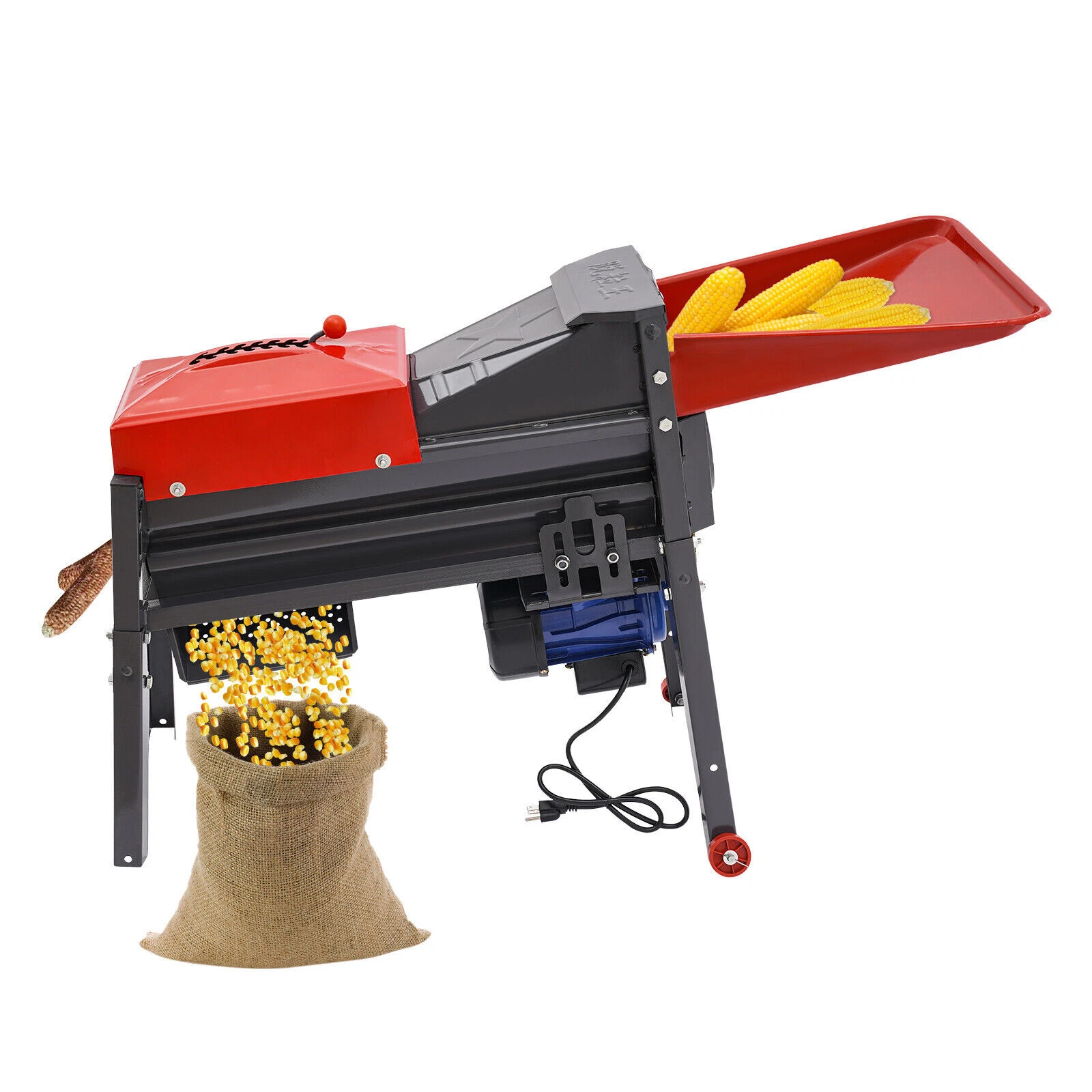 Electric Corn Thresher Sheller Threshing Stripping Machine Stripper Tool Black