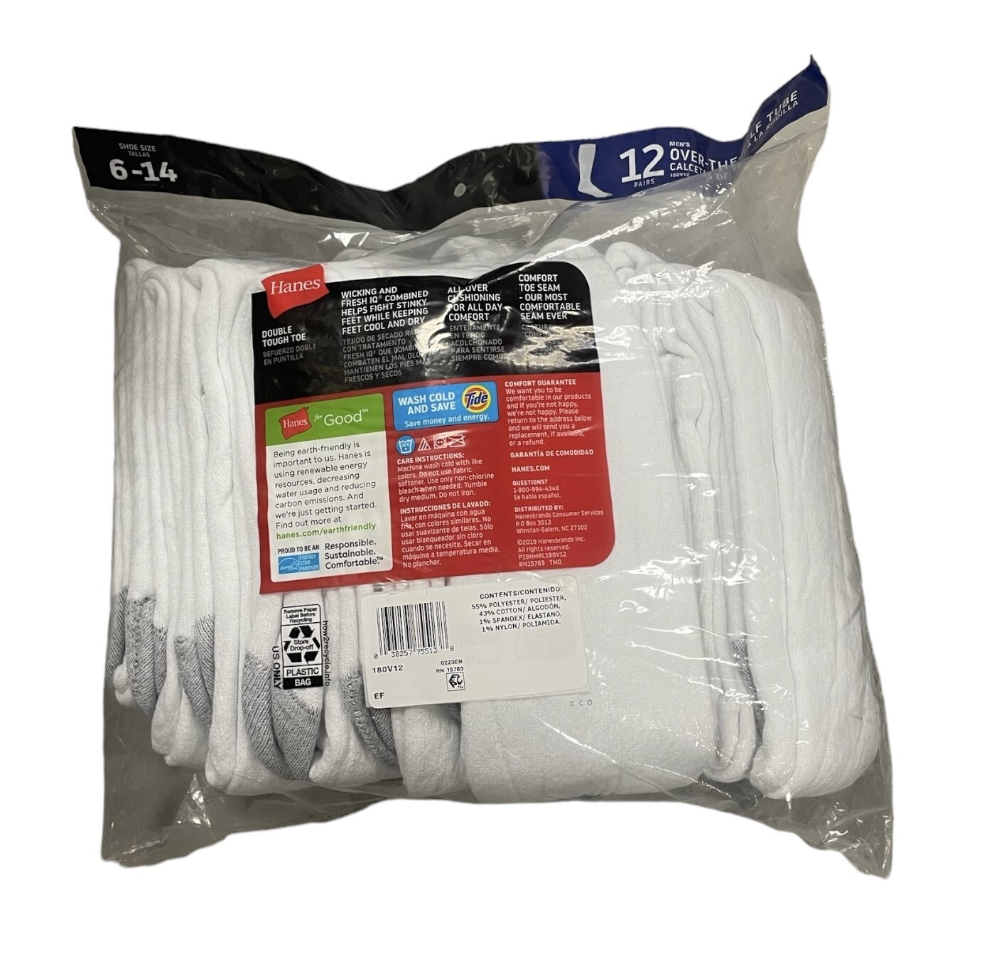 New Hanes Men's Double Tough Durability OverTheCalf Tube Socks, 12Pack, White eBay