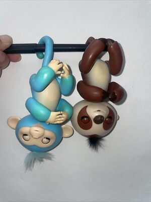 WowWee Fingerlings Blue Monkey and Purple Sloth Electronic Toys