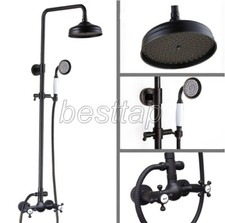 Black Oil Rubbed Bronze Bathroom Rainfall Shower Faucet Set Mixer Tap srs498