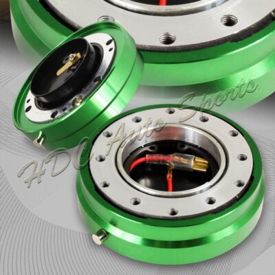 6-Hole Steering Wheel Green 1'' Thin Quick Release Short Adapter Kit Universal 3