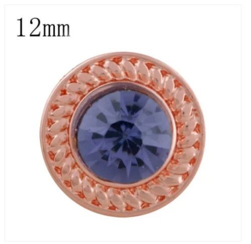 Mini 12mm Snap Jewelry Rose Gold Purple Halo Rhinestone fits Petite Ginger Charm - Picture 1 of 2