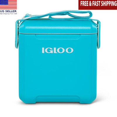 11QT Cube Cooler Turquoise Hands-Free Strap MaxCold Insulation Leak-Proof Lid US