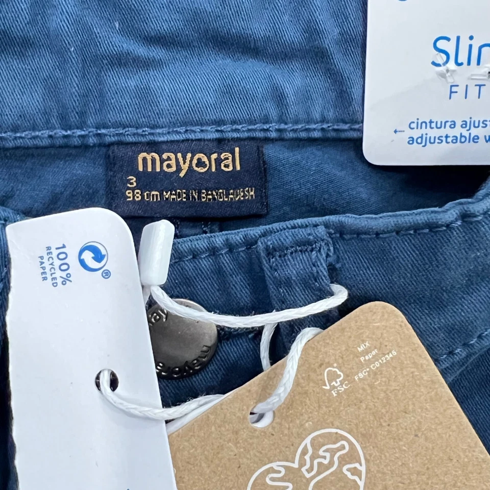 Pantalones Mayoral Niños Calce Ajustado Azul Cintura Ajustable Nuevos con Etiquetas Foto 4 de 4