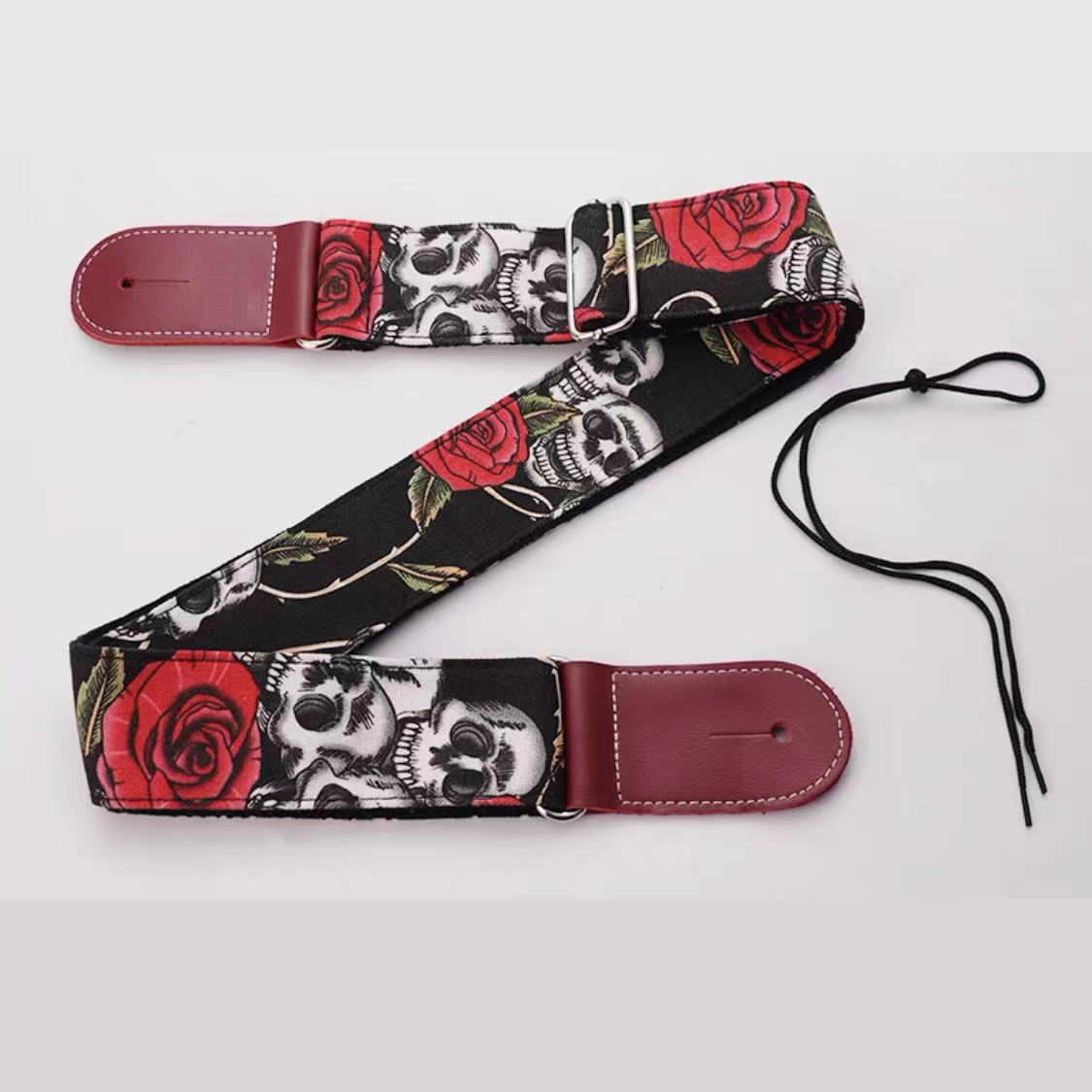 Skull Guitar Strap Canvas Printed Leather Ends Bass Adjustable eBay