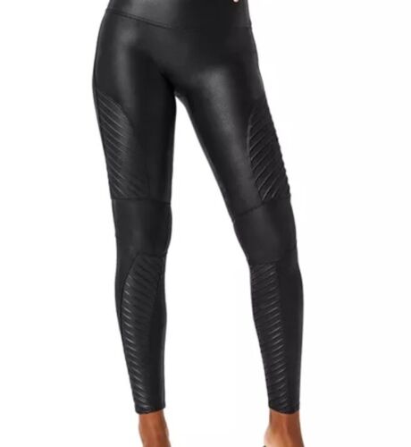 SPANX Moto Faux Leather Legging Women Large Black Pull On Stretch Whimsigoth