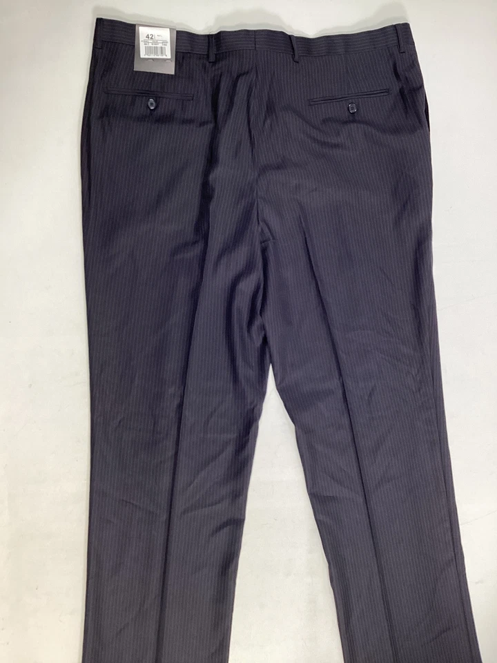 Pantalones de vestir para hombre Angelo Rossi azul marino talla 42W NUEVO Foto 3 de 4