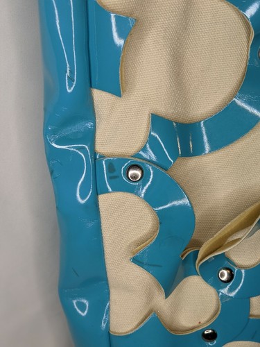 Disney Mickey Mouse silhouette vinyl & canvas tote bag Turquoise Cream Darling - Picture 8 of 9