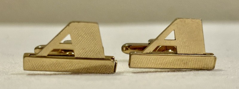 Vintage HICKOK Gold Monogram Letter "A" Cufflinks A Names Initials Unisex Andy