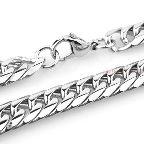 Mens Stainless Steel Silver Tone 23MM Large Curb Link Chain Necklace or Bracelet - Picture 3 of 6