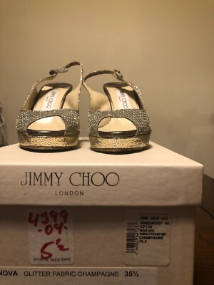 Jimmy Choo london 247Nova Glitter Fabric Champaign 35.5EU/5.5US 