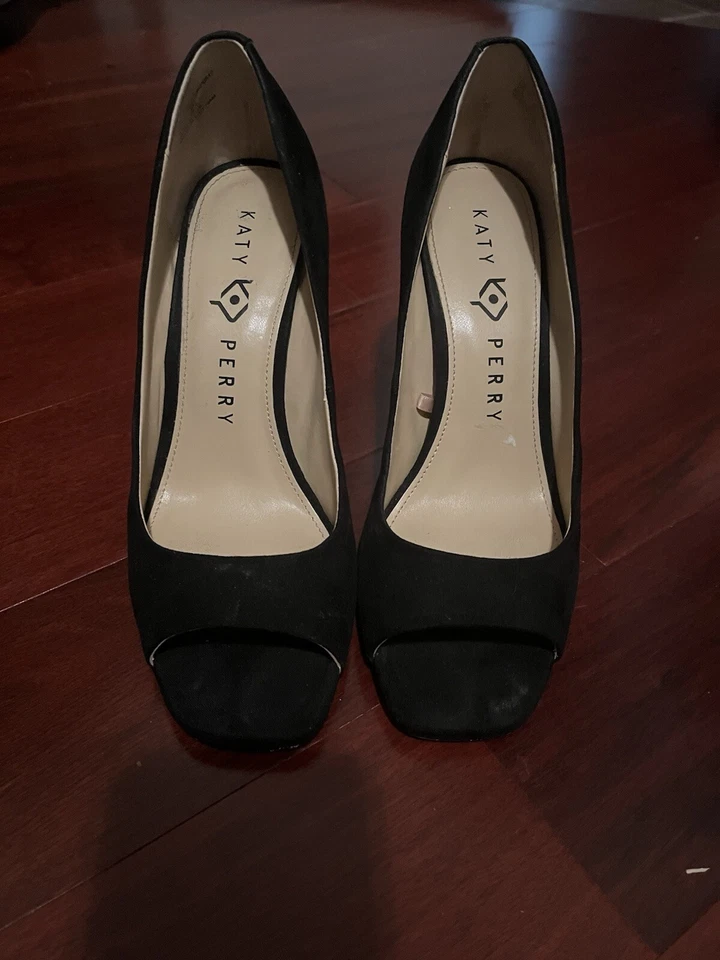 Katy Perry Gamuza Cubo de Rubik Tacón Bloque Punta Abierta Talla 6.5 Foto 2 de 3