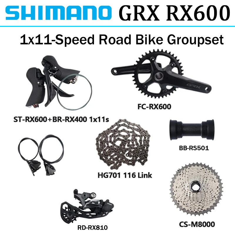 SHIMANO GRX RX600 1x11 Speed Disc Brake Groupset RX812 Derailleur M8000  Cassette